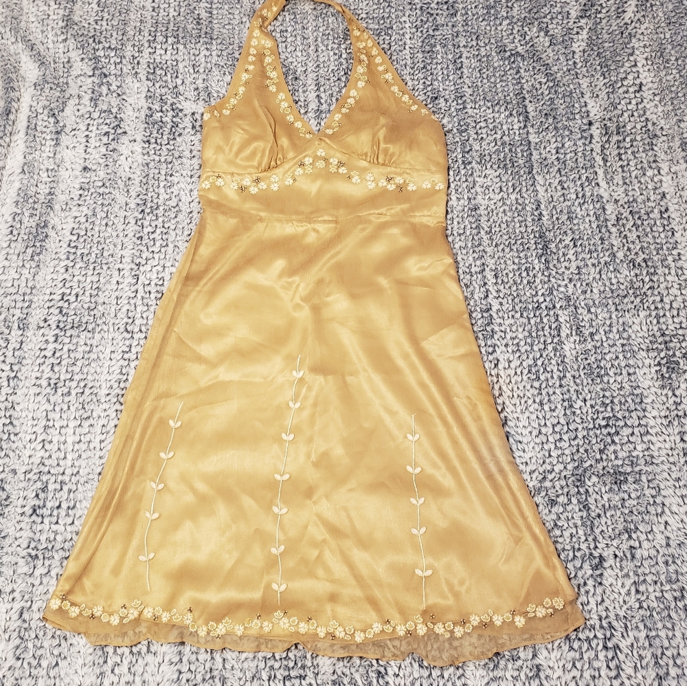 B. Moss Champagne Gold Cocktail Party Dress